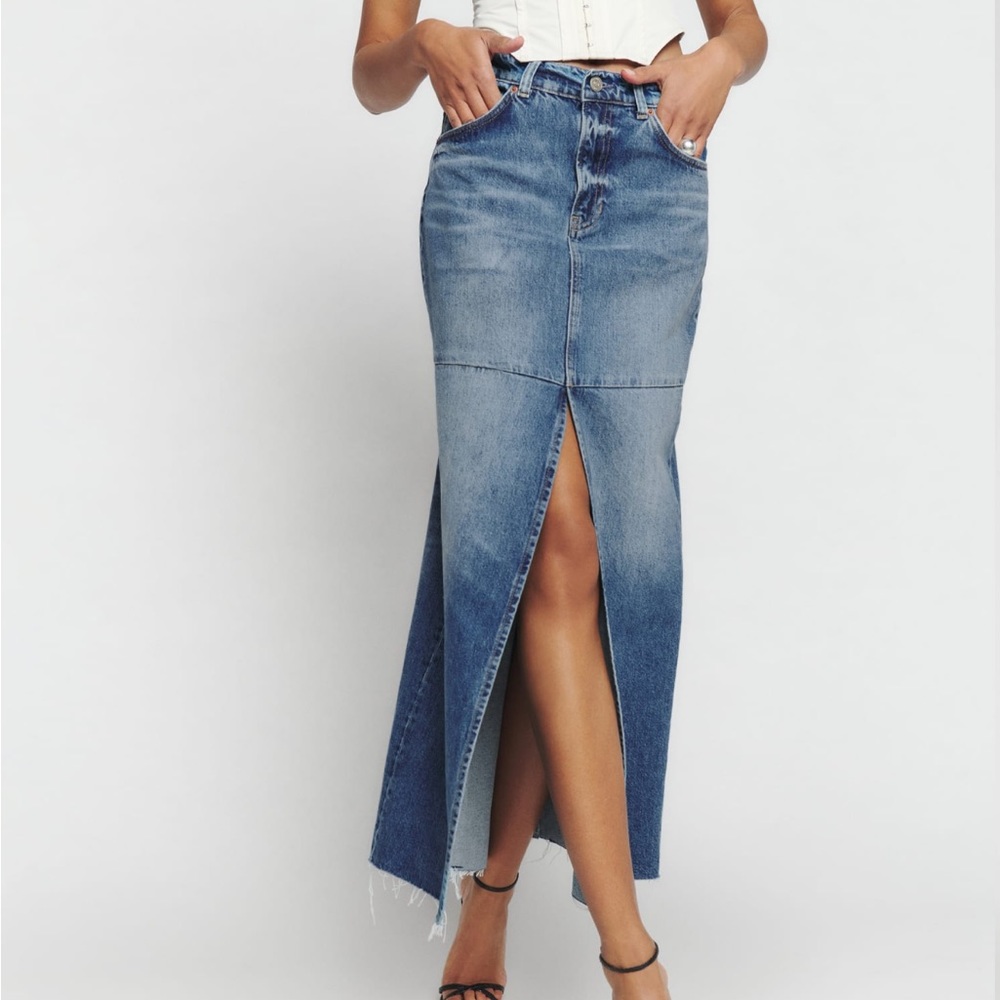 NWT Reformation Tazz Maxi Denim Skirt